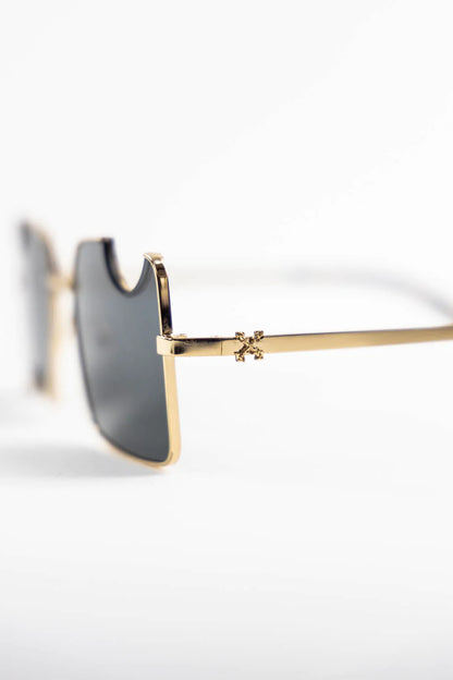 Off - White Cady Cut Out Rectangular Frame Sunglasses - Gold