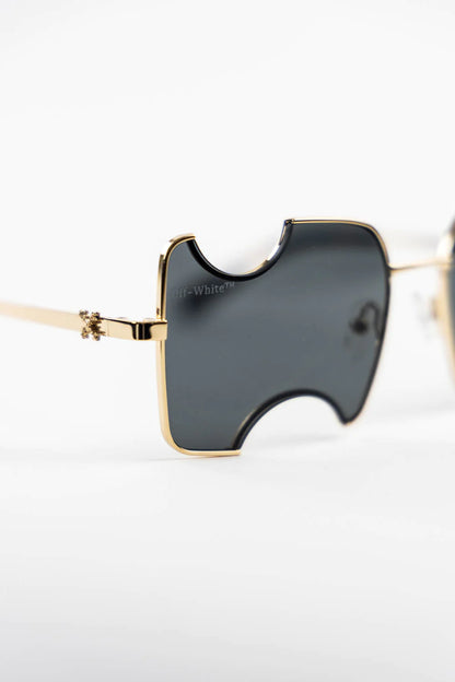 Off - White Cady Cut Out Rectangular Frame Sunglasses - Gold