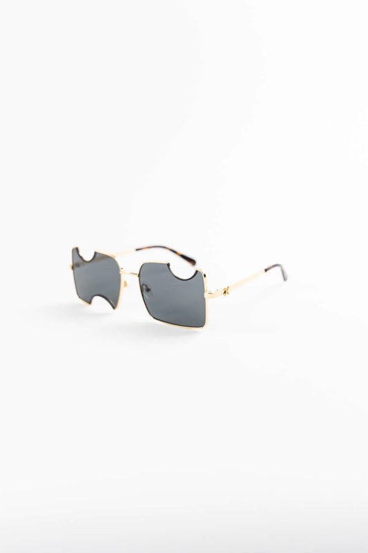 Off - White Cady Cut Out Rectangular Frame Sunglasses - Gold