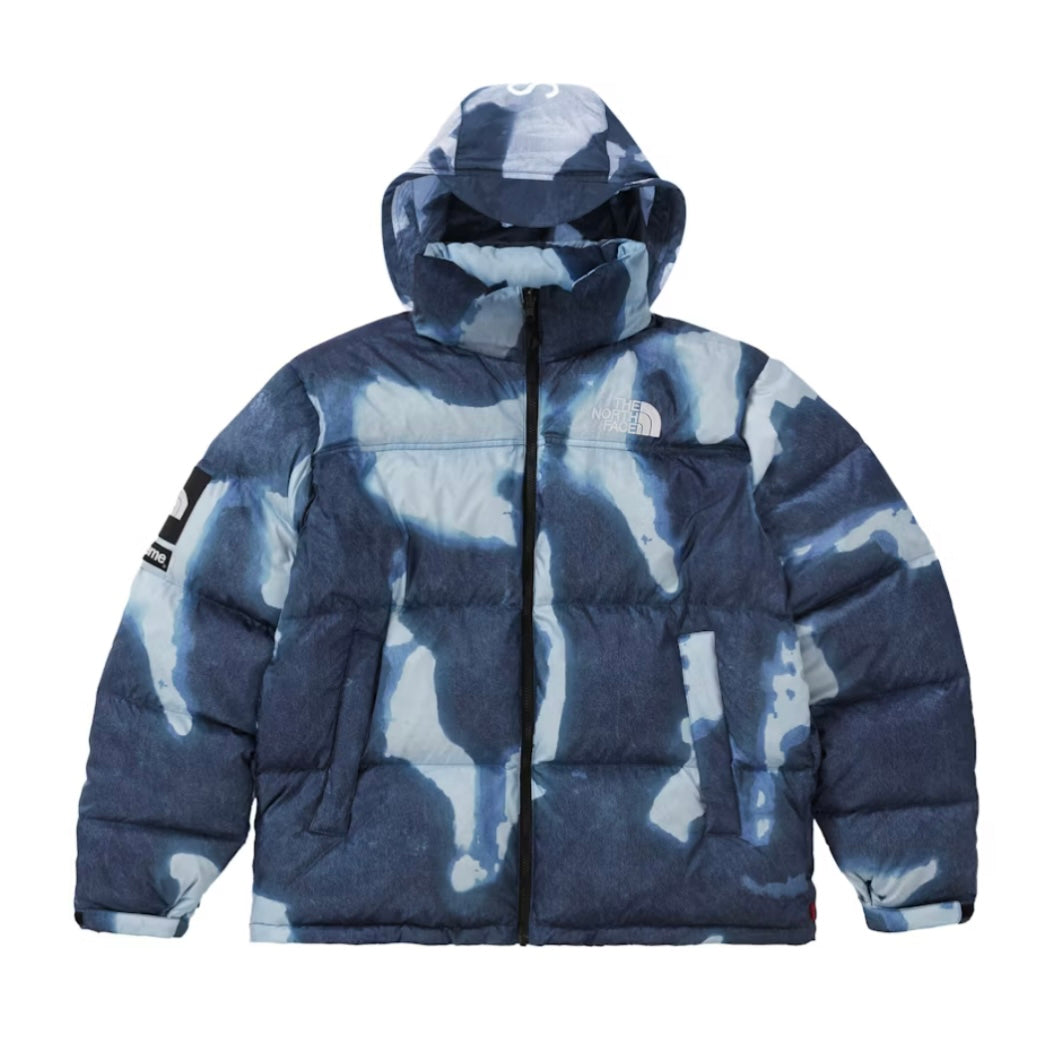 Supreme The North Face Bleached Denim Print Nuptse Jacket