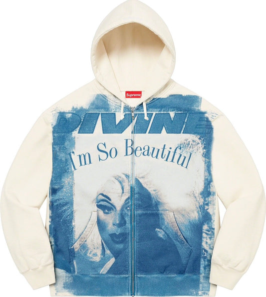 Supreme I'm So Beautiful Zip Up Hoodie - Blue/White