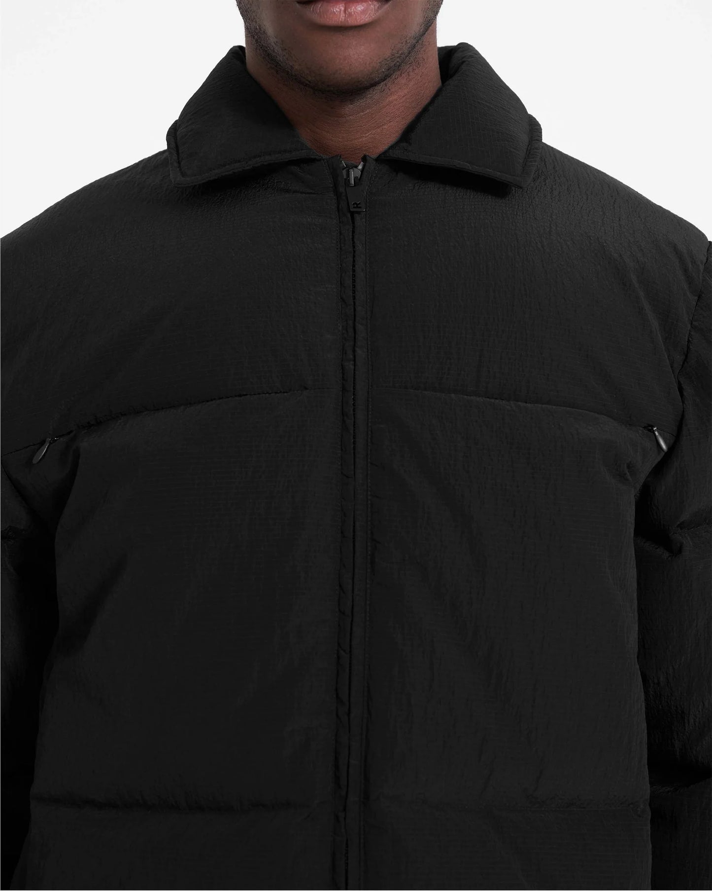 Represent Collared Puffer Jacket - Black