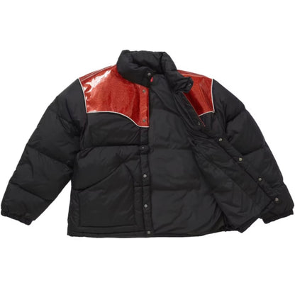 Supreme Glitter Yoke Down Puffer Jacket - Black/Glitter Red