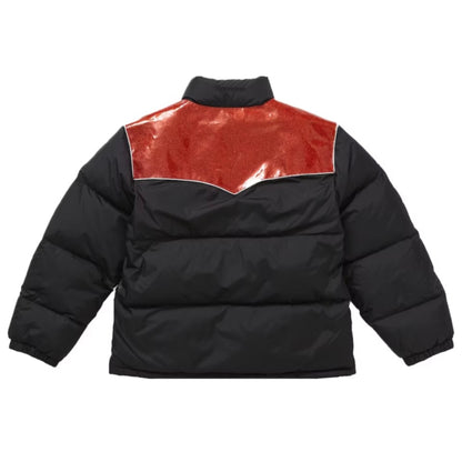 Supreme Glitter Yoke Down Puffer Jacket - Black/Glitter Red