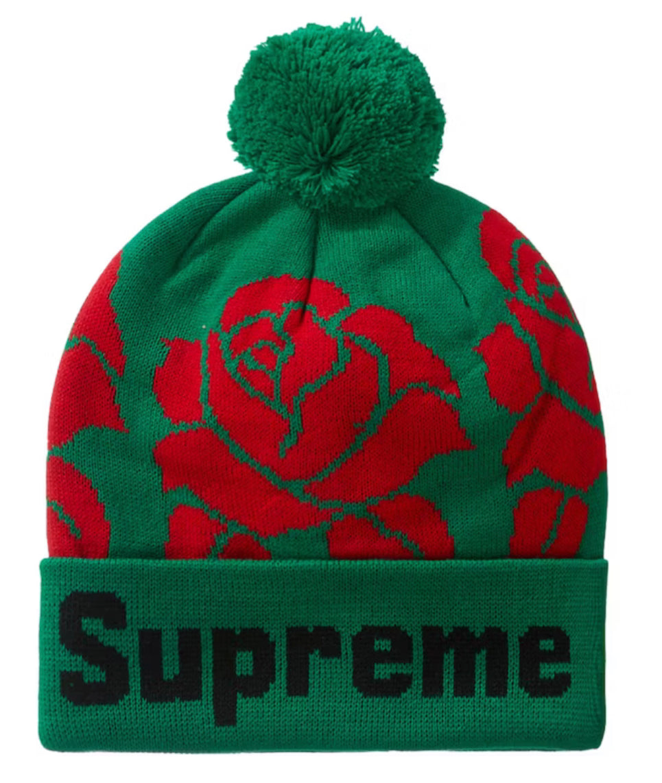 Supreme Rose Beanie - Green/Red