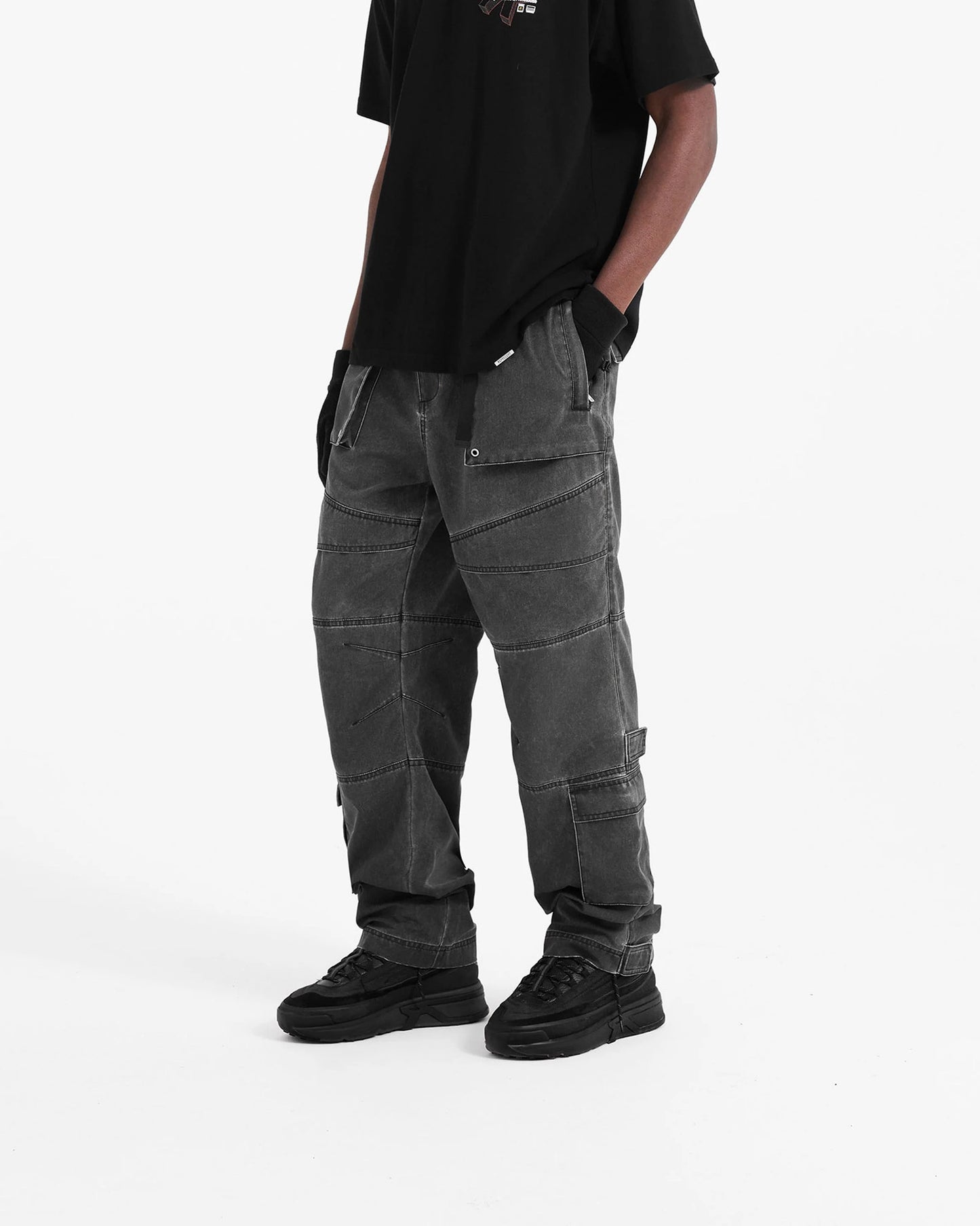 Represent Nylon  Cargo Pants - Washed Black