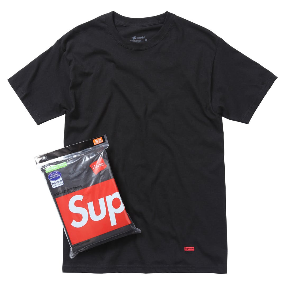 Supreme Hanes Tagless Tee Black (Single)