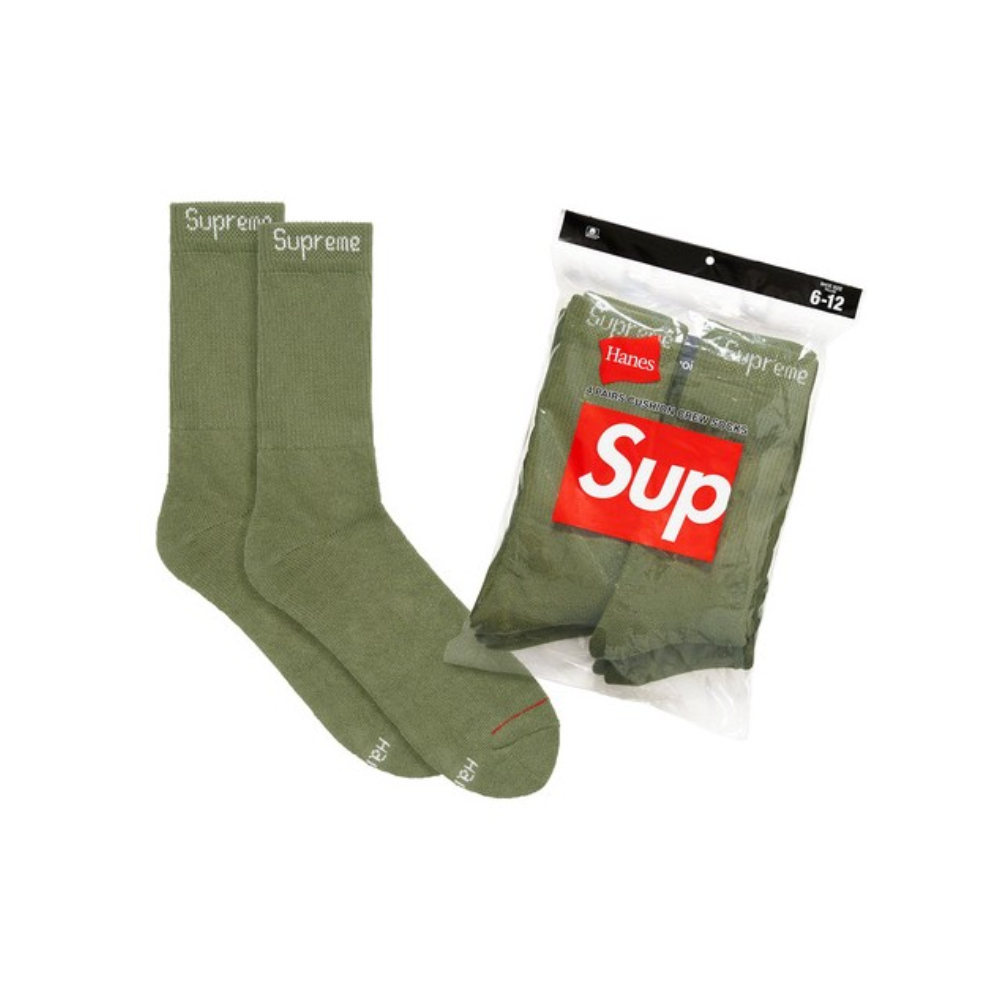 Supreme Hanes Crew Socks Olive (Single)