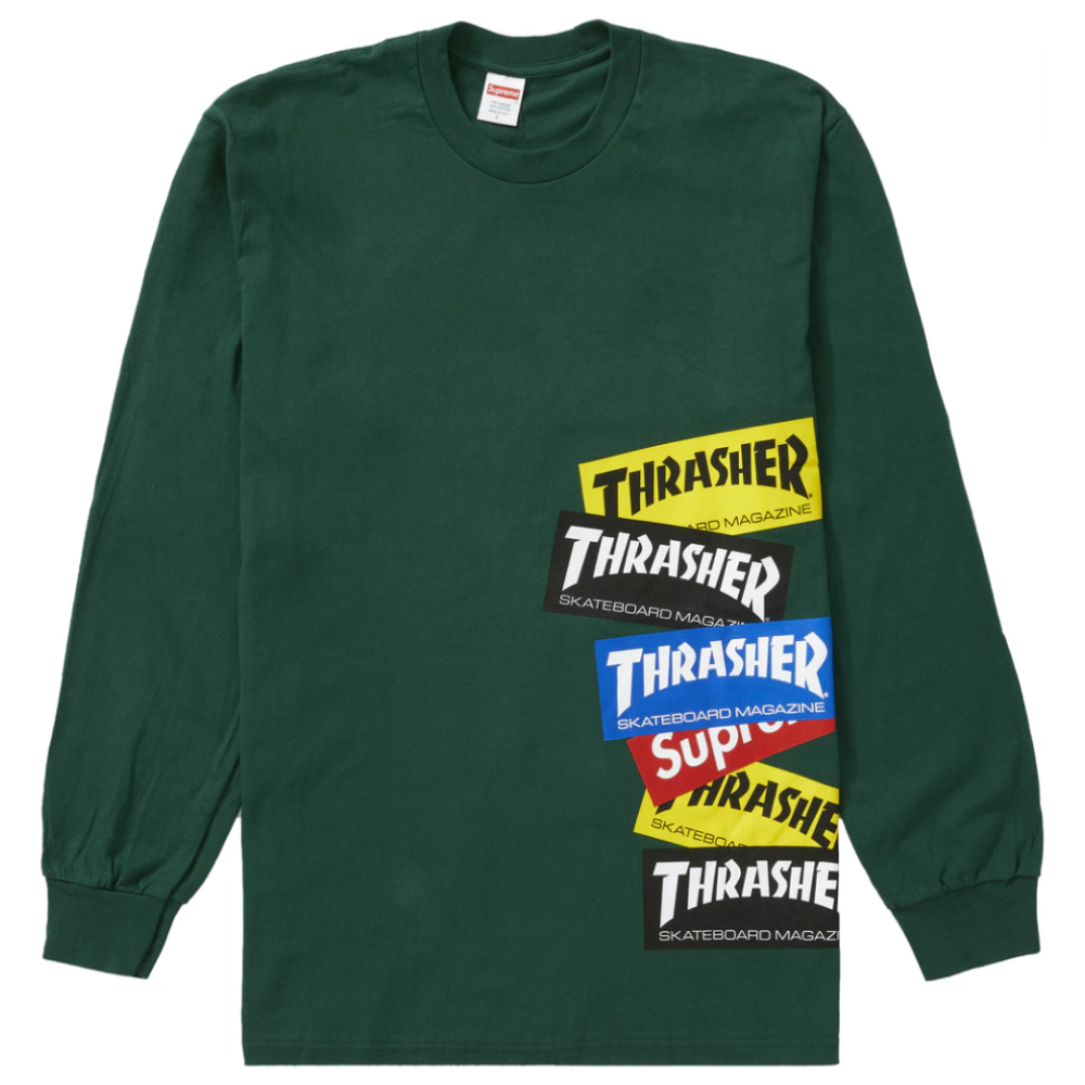 Supreme Thrasher Multi Logo Long Sleeve Tee Dark Green